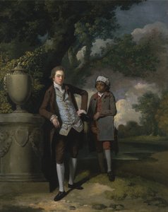A Young Man with his Indian Servant Holding a Portfolio by John Hamilton Mortimer